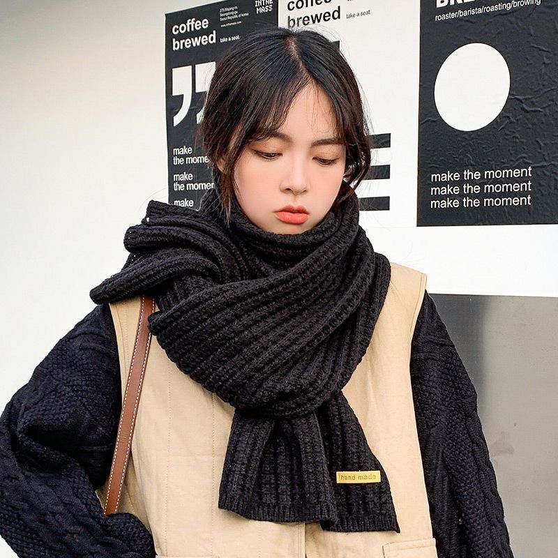 Thick black scarf best sale