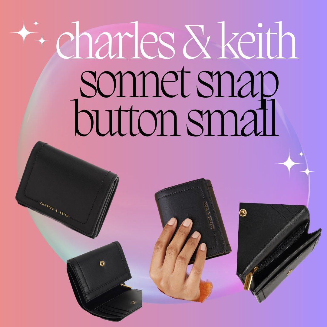 Charles & Keith Sonnet Snap-button Small Wallet in Brown