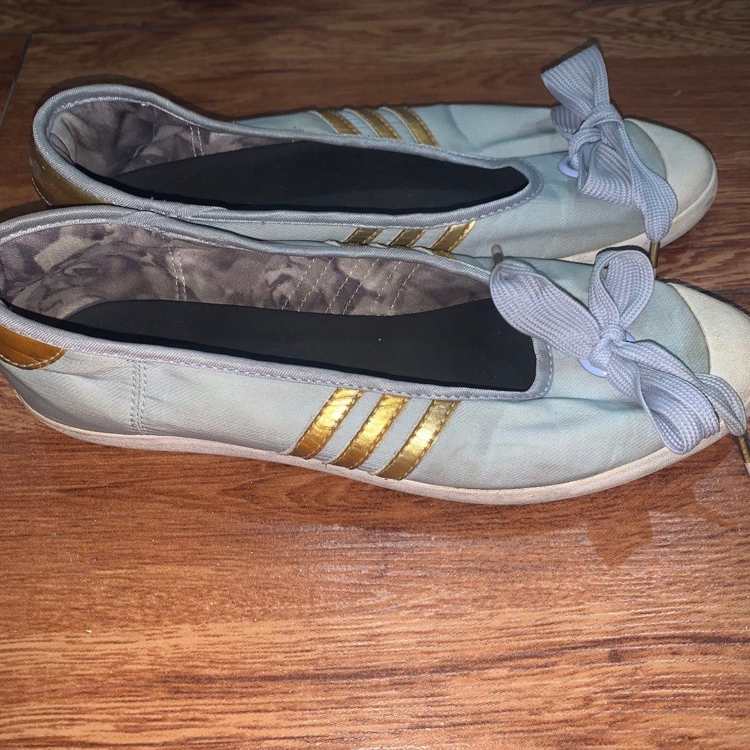 Adidas Flats Slip ons Blue and Gold Korean US 8 Women s Fashion