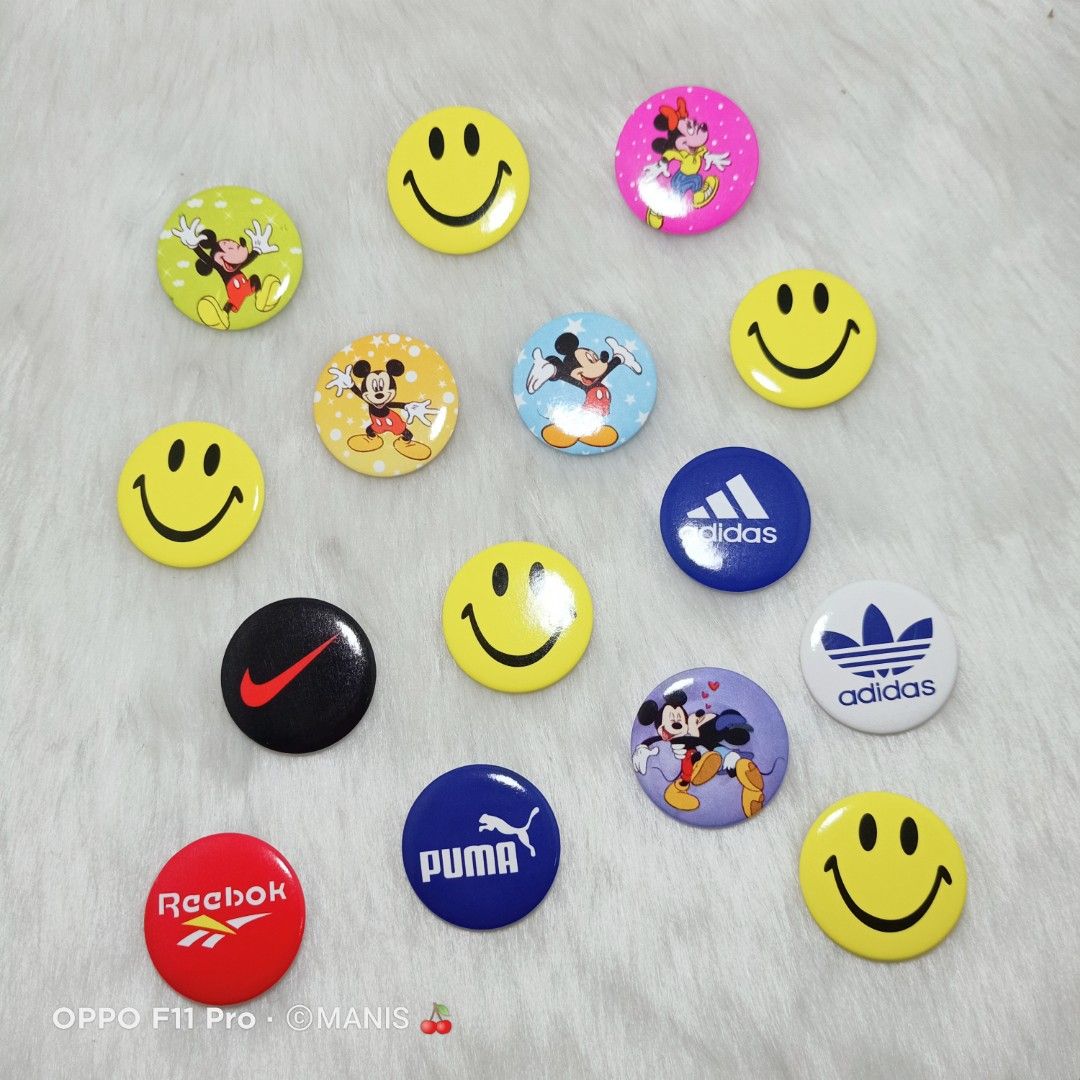 Aksesori Mini Button Badge Pin Button Badge Metal Nike Adidas