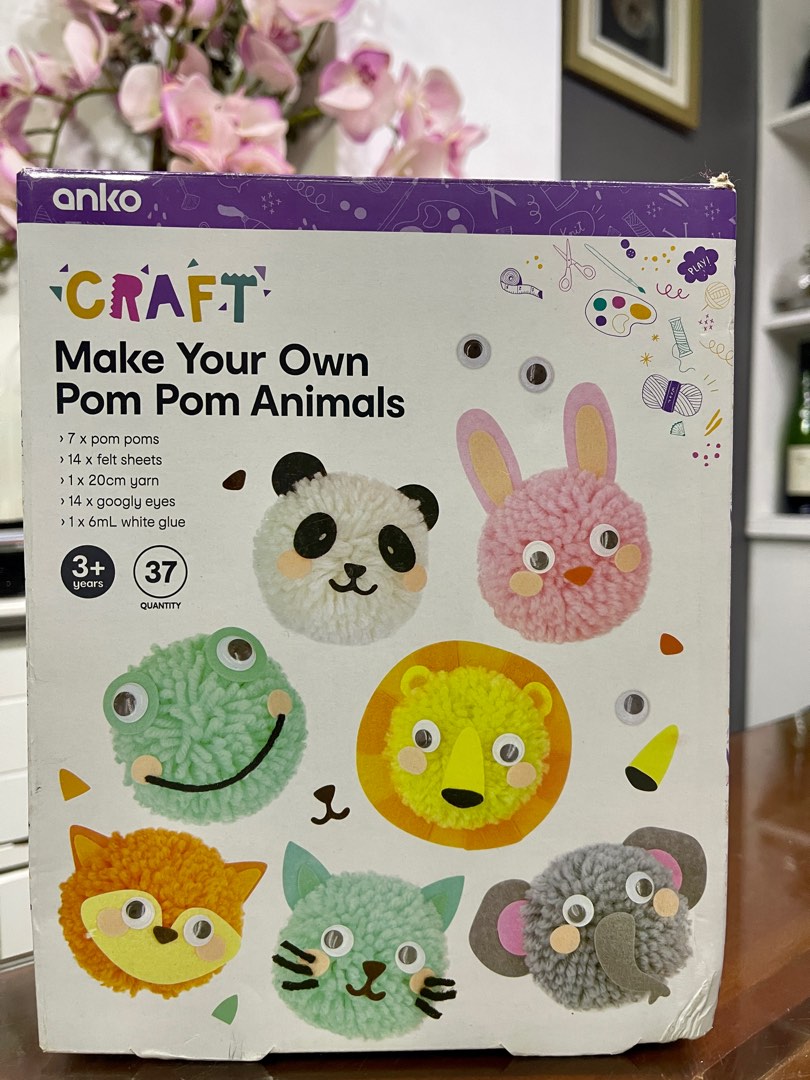 Anko Craft Make Your Own PomPom Animals, Hobbies & Toys, Stationary