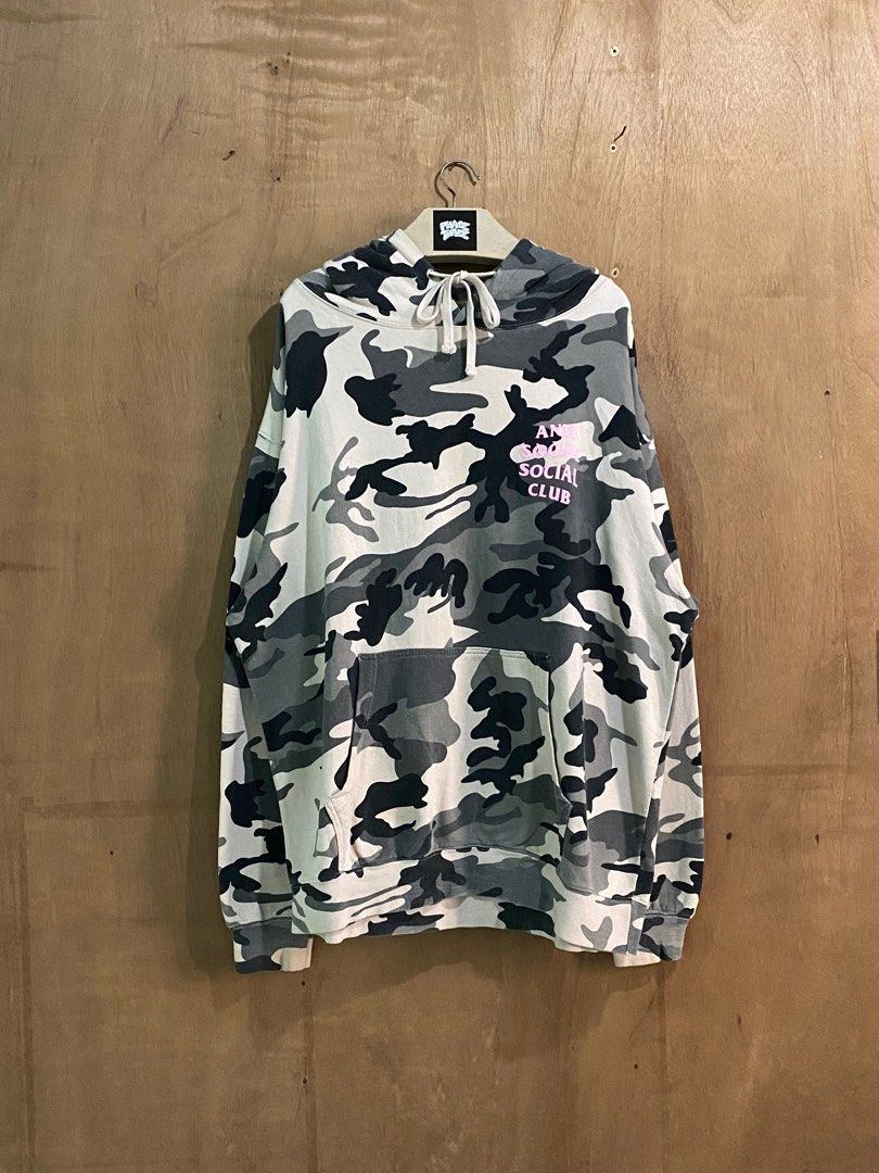 Anti social club camo hoodie top