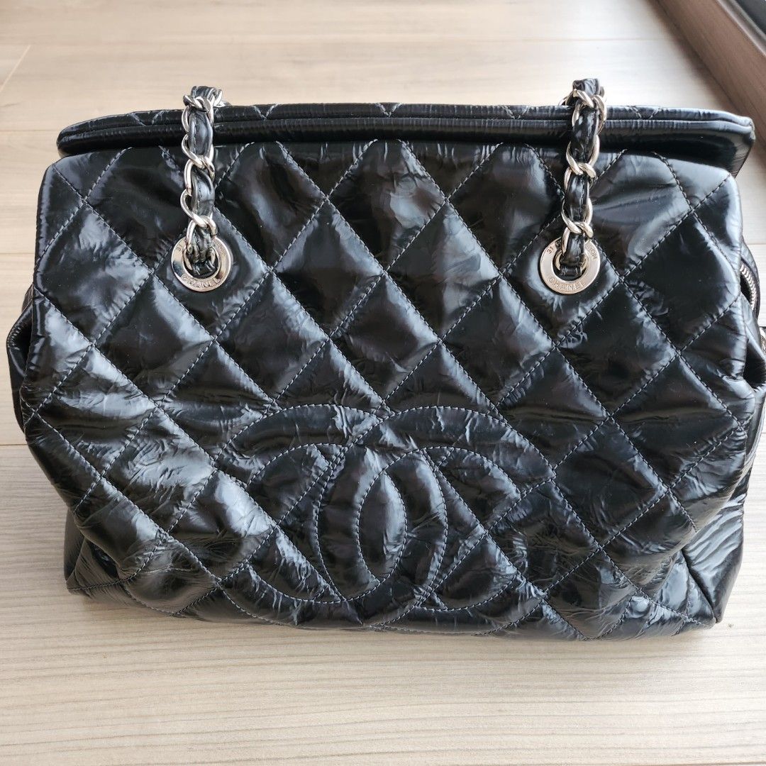 Authentic Chanel patent leather tote bag