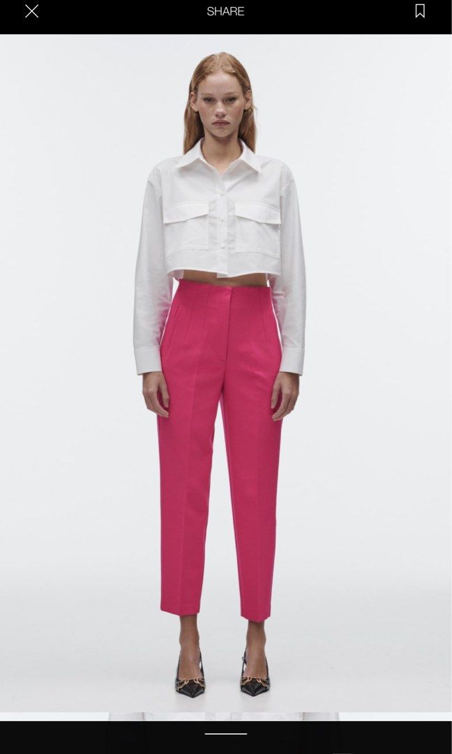 Zara High Waist Pants Trousers (Coral/ Pink), Women's Fashion, Bottoms,  Other Bottoms on Carousell