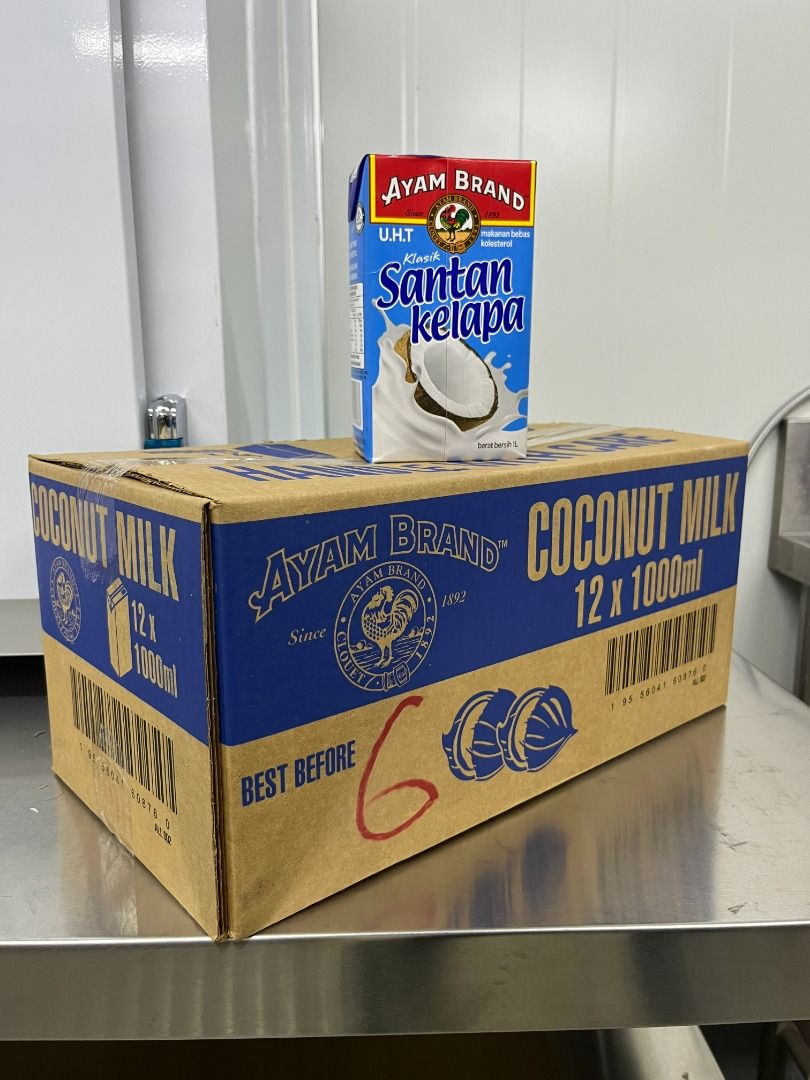 Ayam Brand Coconut Milk Carton (12 x 1 Liter), Food & Drinks, Packaged