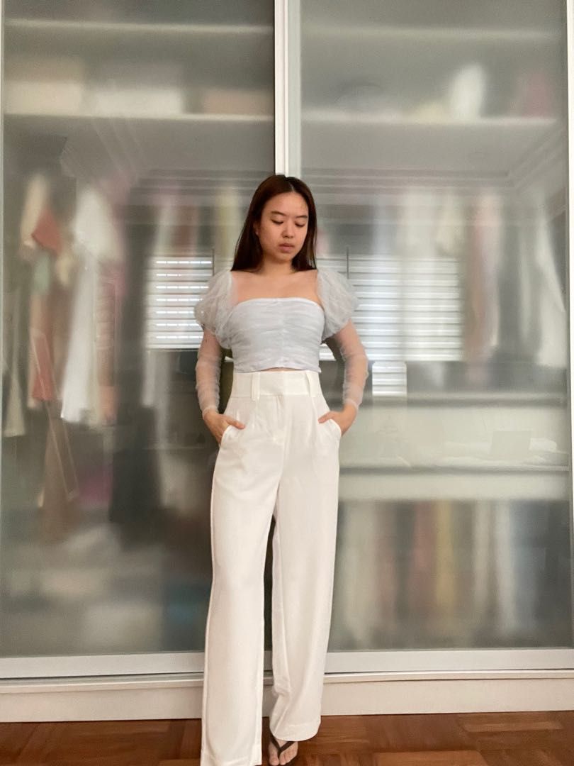 Sheer puff sales sleeve shirt
