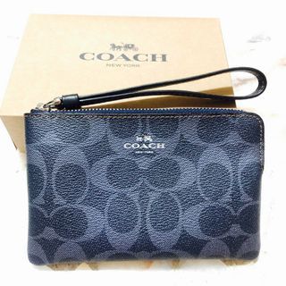 Coach Unisex F58035 Corner Zip Wristlet In Signature Coated Canvas With  Leather Stripe (Brown Black) : : Fashion