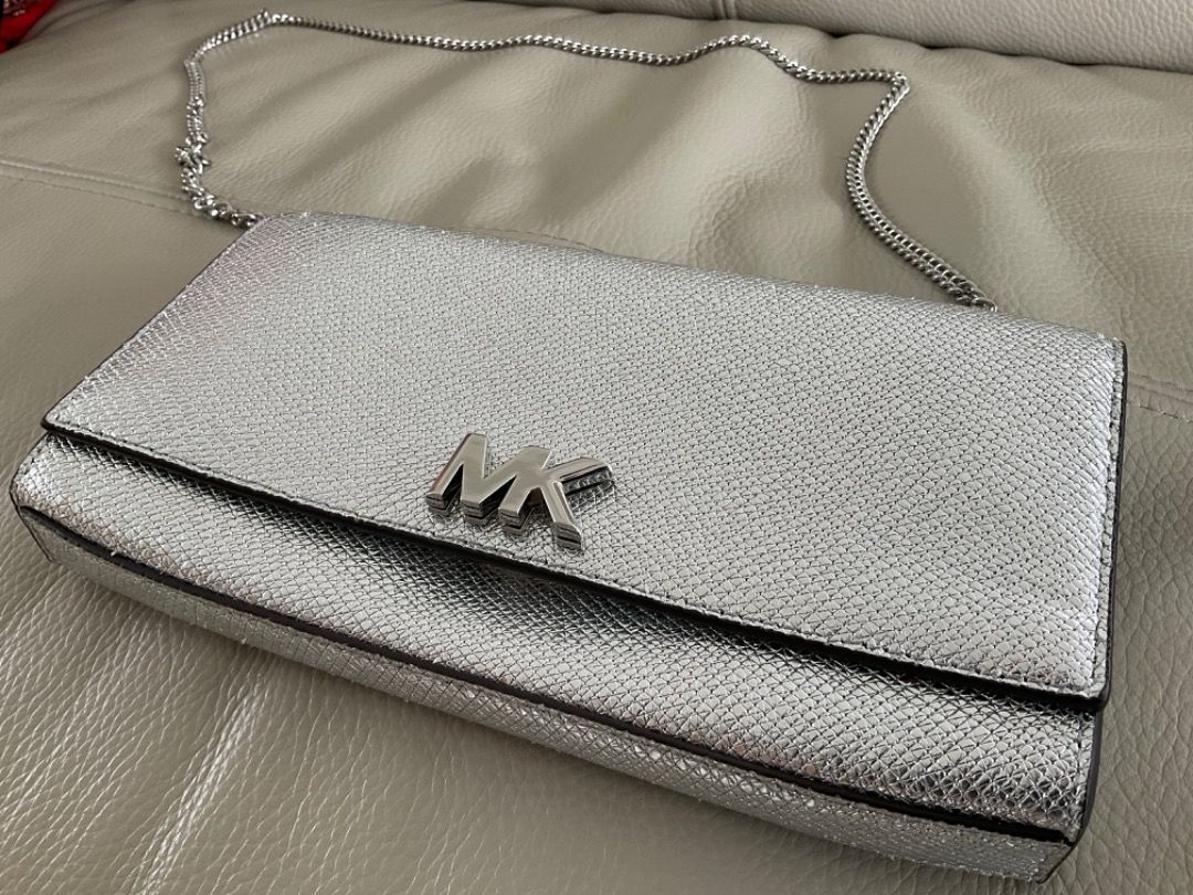 Brand new Michael Kors silver evening bag