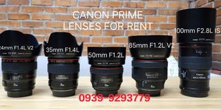 Canon 24mm 35mm 50mm 85mm 100mm Prime Lens EF Mount
