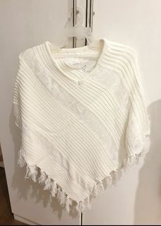 Cream Knitted Poncho #HUAT88