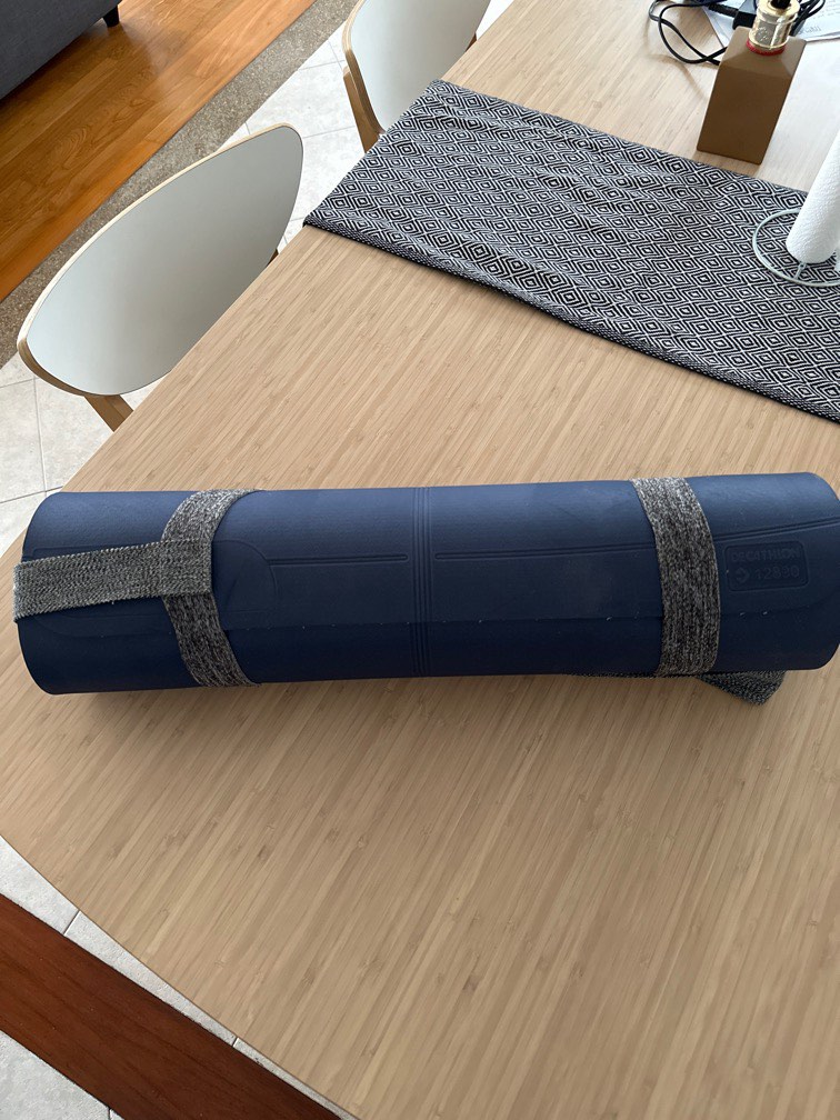Decathlon yoga mat gym exercise + holder, Sports Equipment, Exercise