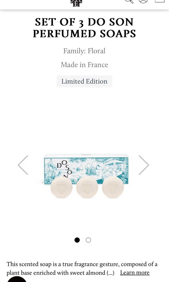 Diptyque Do Son perfumed soaps limited edition, 美容＆個人護理, 沐浴＆身體護理, 沐浴及身體