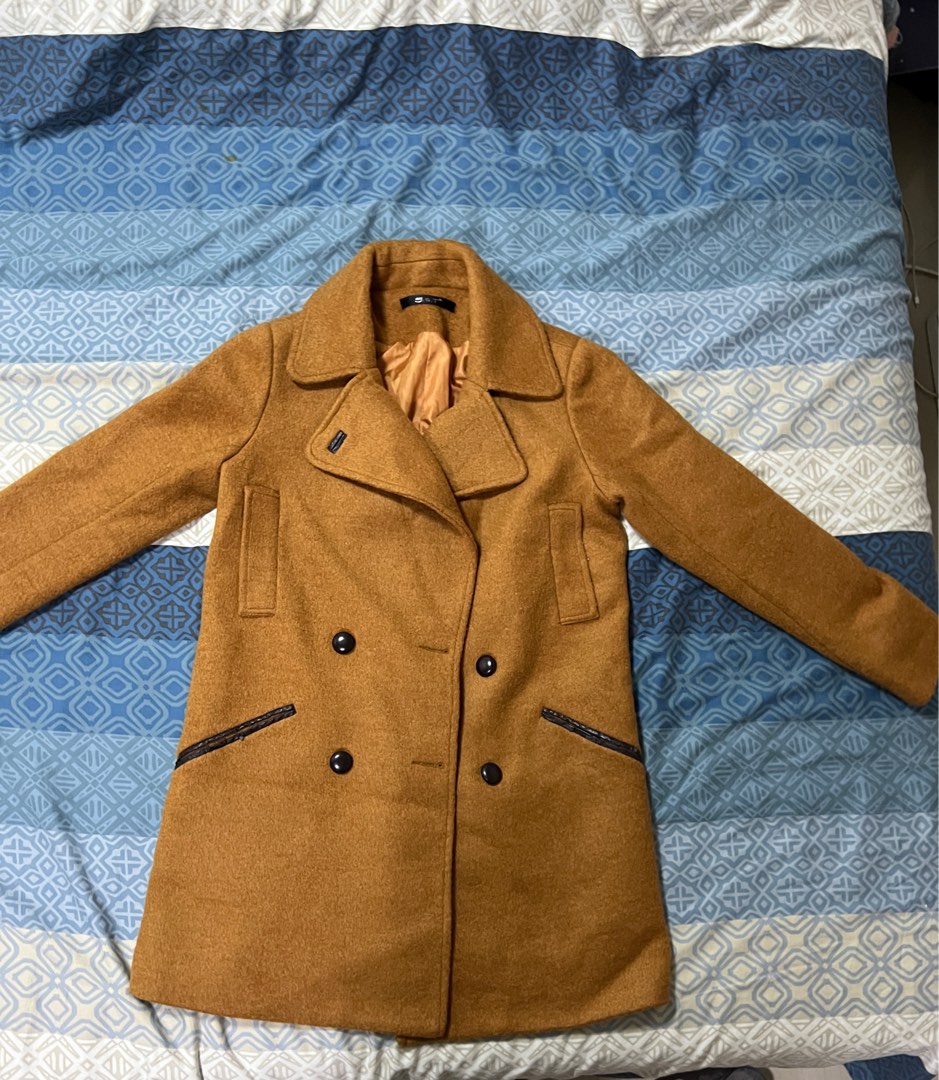 Tailored Wool Double Breasted Suit Jacket - Camel