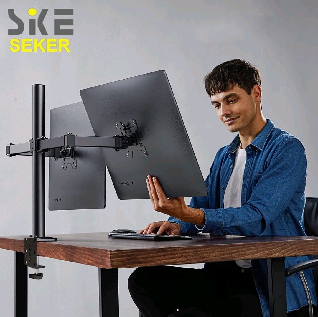 Dual Monitor Mount Computer Monitor Bracket for 13"27" with Cclamp