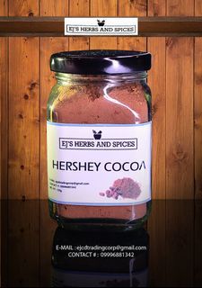 EJs Herbs and Spices HERSHEY COCOA 130g in Large Square Glass Jar