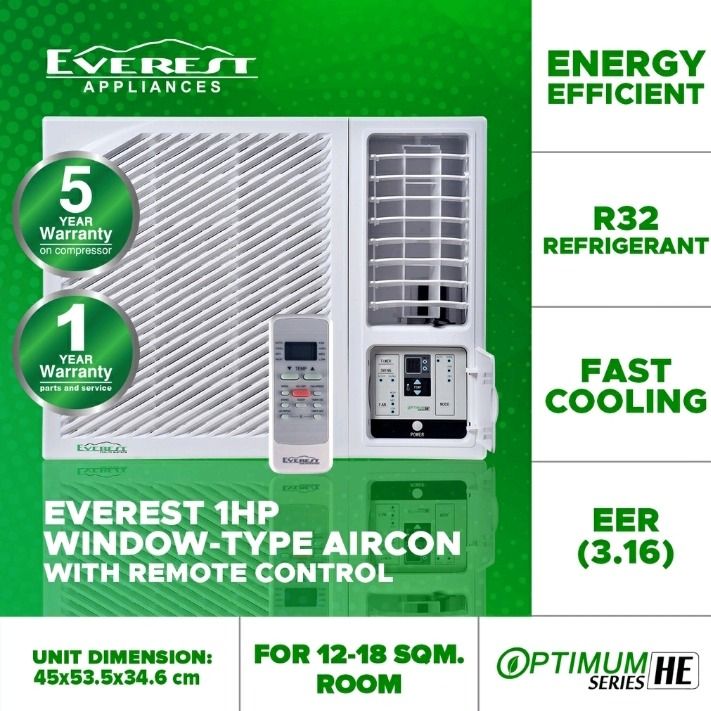 Everest 1HP windowtype aircon with remote control, TV & Home