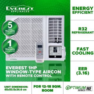 Everest 1HP window-type aircon with remote control