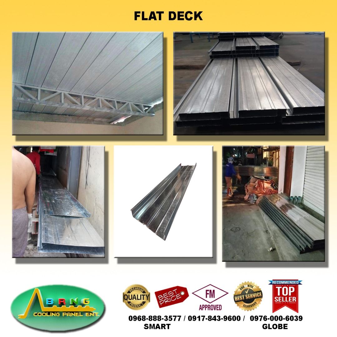 FLAT DECK (Category: Construction & Building Materials) located in Quezon City. Submitted by brngmonicabornales4441 (Listing ID 1212305668, Image 1). Description: 📍WE SUPPLY STEEL DECKING WEB & FLAT DECK • WEB DECK EFFECTIVE WIDTH: 1m • FLAT DECK EFFECTIVE WIDTH : 0.250 and 0.460 • THICKNESS OF DECKING: •0.8mm •1.0mm •1.2mm For more info Contact us! Pm Me or call us @: 09055663037 / 0917 843 9600 Viber no: 0917 843 9600 Email us: brng.coolingpan