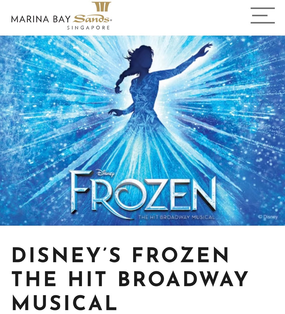 Frozen Musical ticket x 4, Tickets & Vouchers, Local Attractions