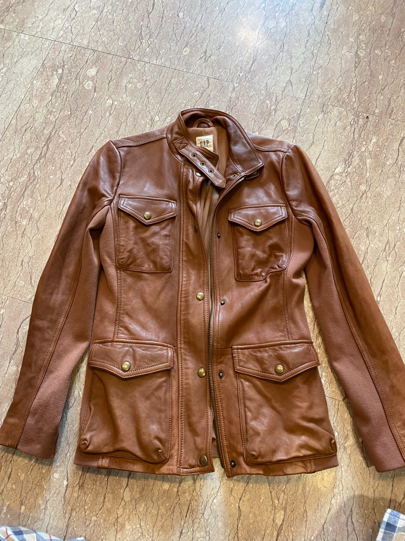 Gap leather jacket womens online