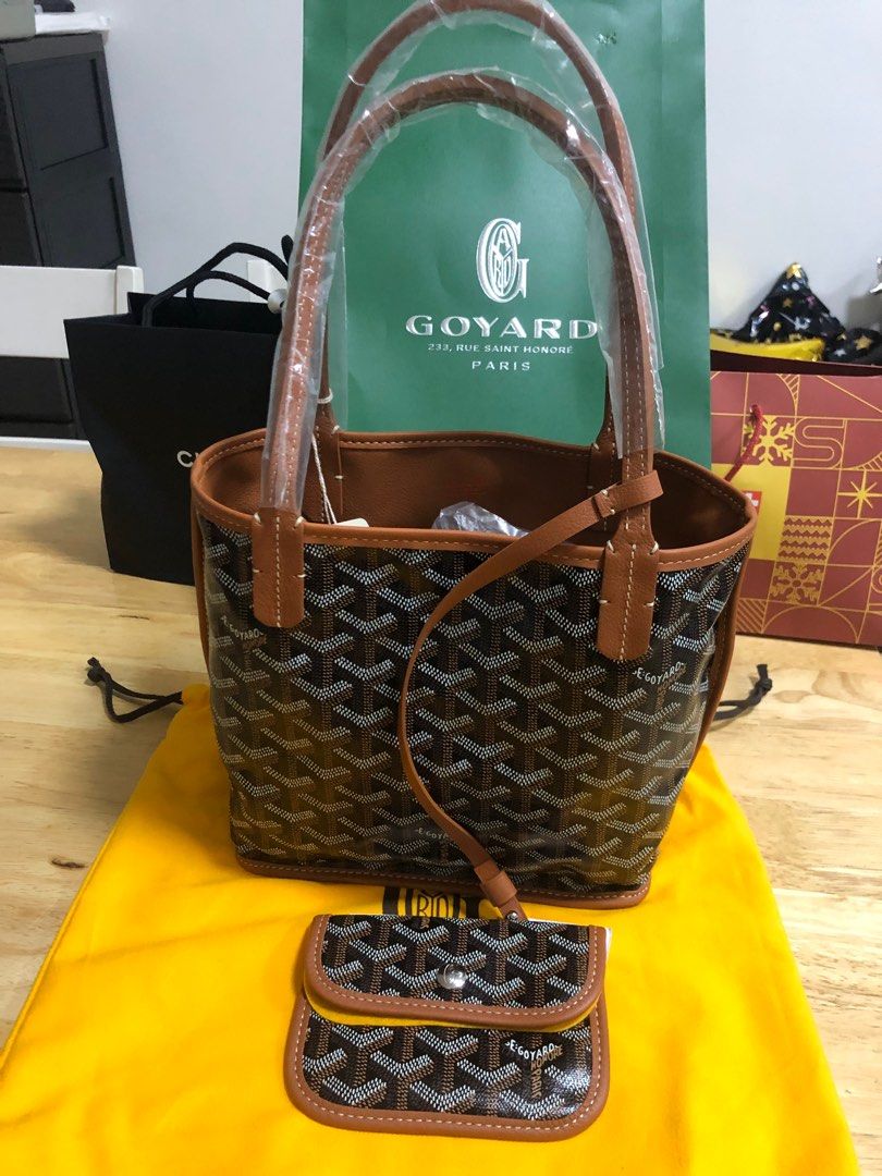 GOYARD Mini Anjou in Canvas and Calfskin Black /Tan Authentic, Luxury, Bags  & Wallets on Carousell