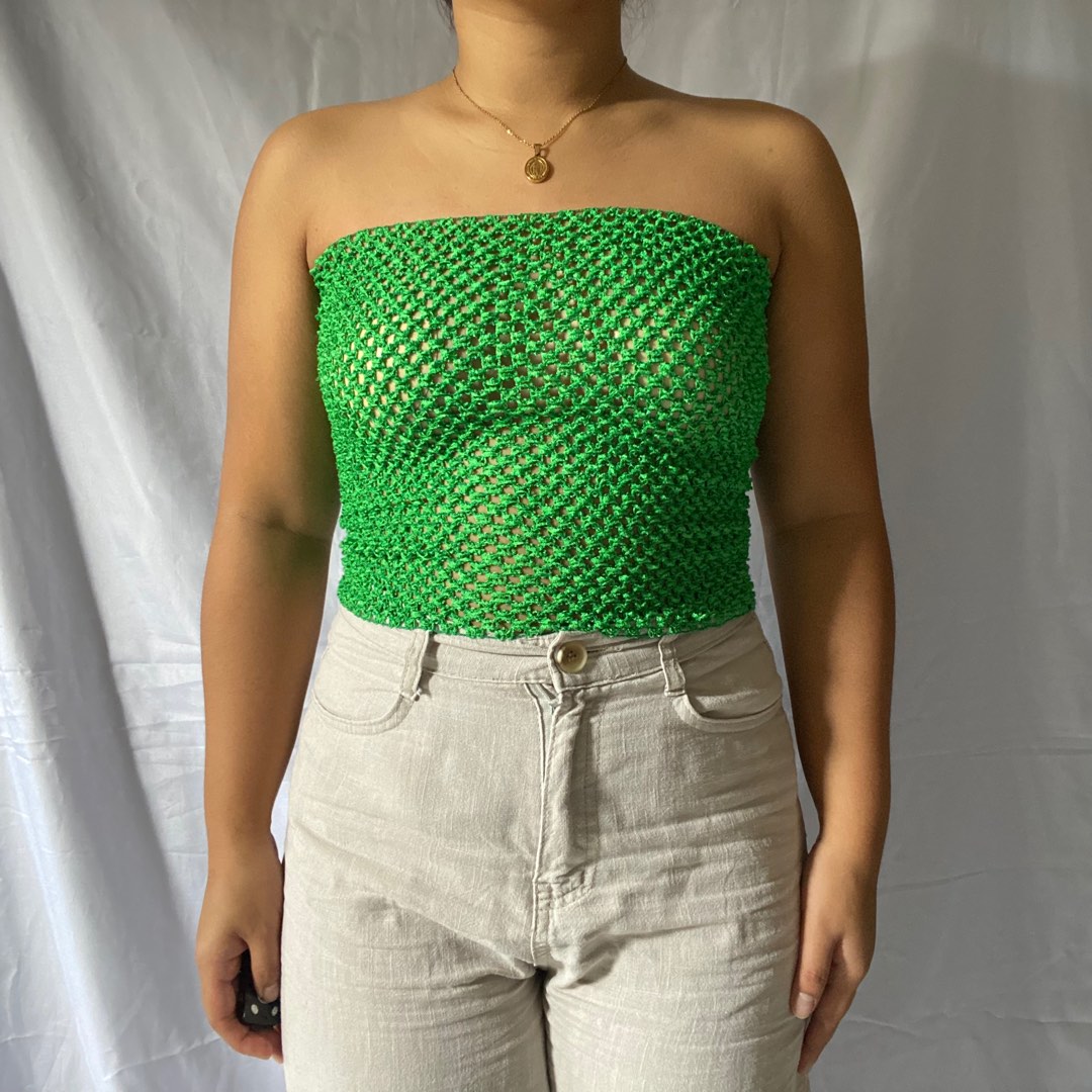 Green Ribbed Tube Top main image 0