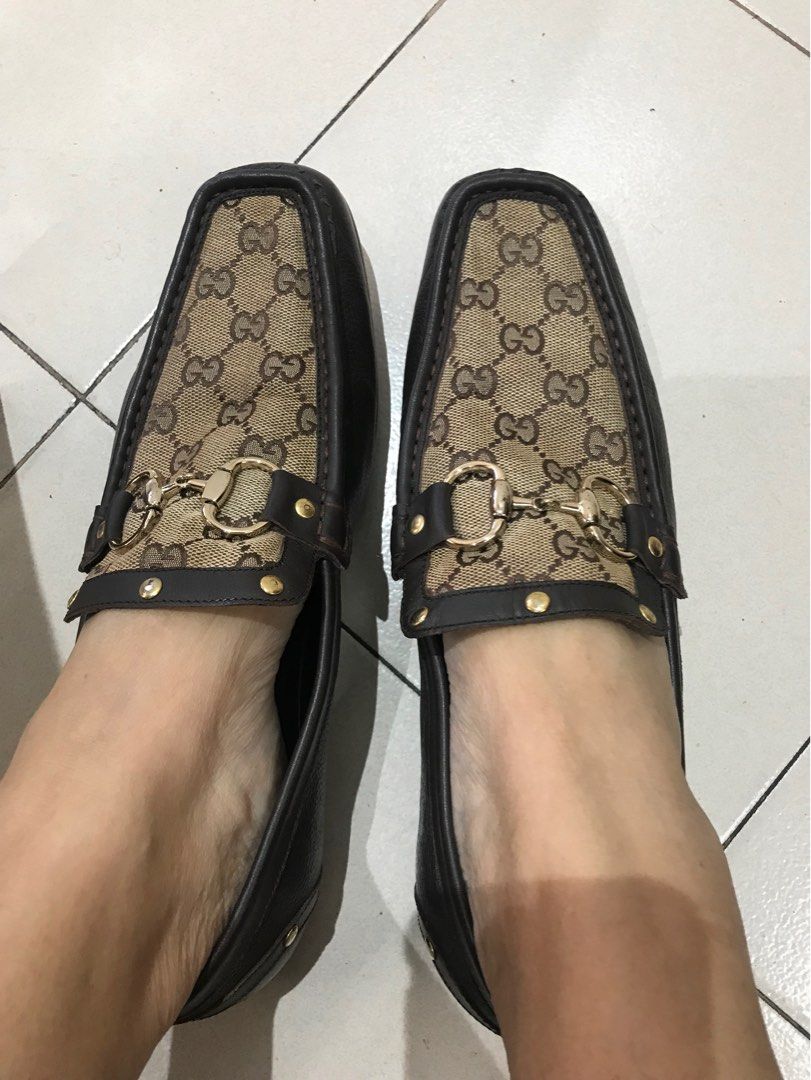 Gucci monogram loafers dress shoes