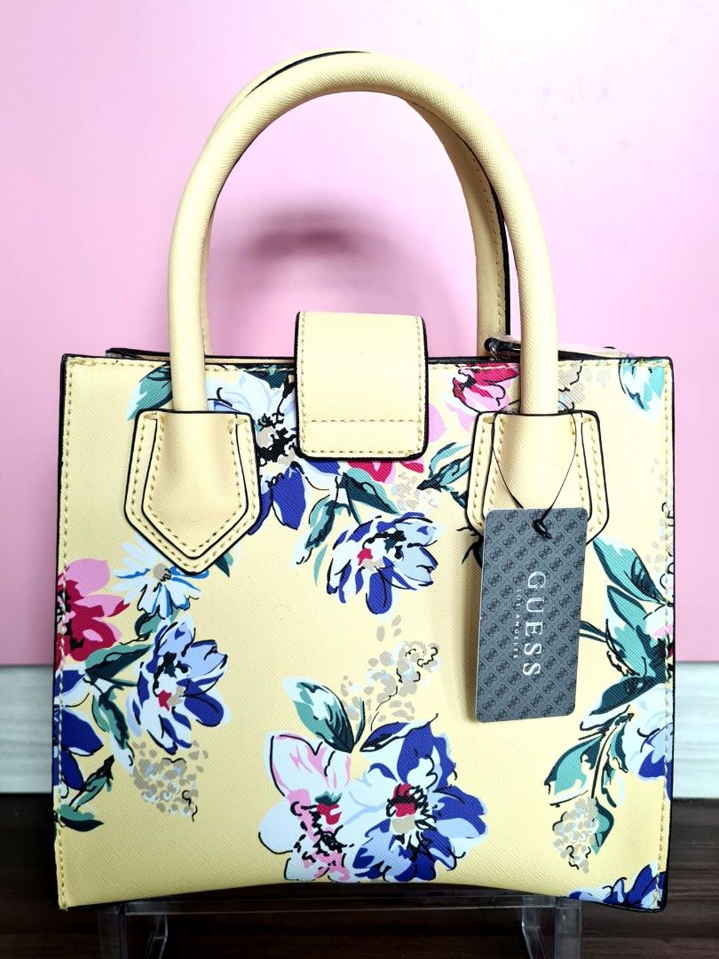GUESS handbag Spring Flowers Yellow backgrounds