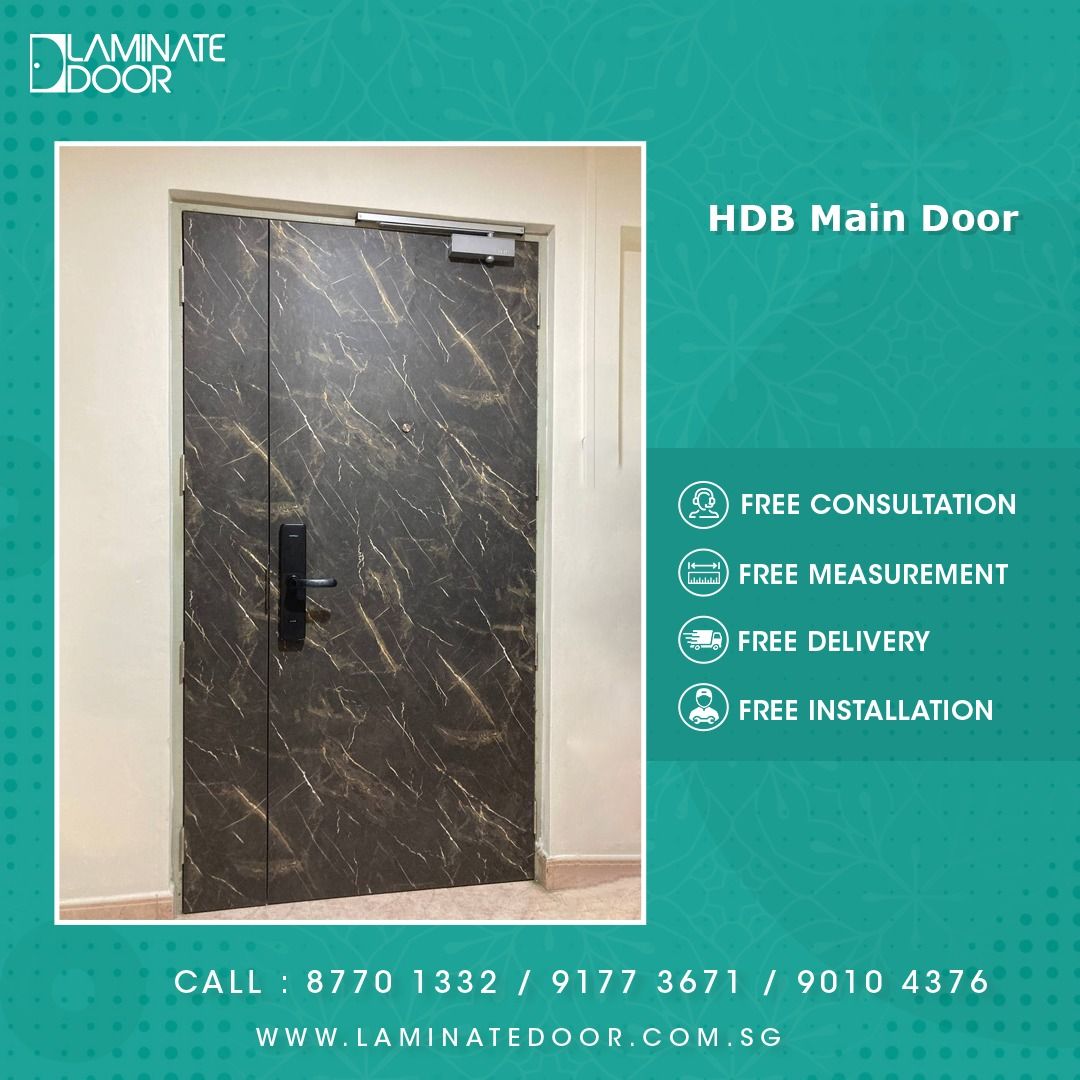HDB Laminate Main Door, Furniture & Home Living, Security & Locks