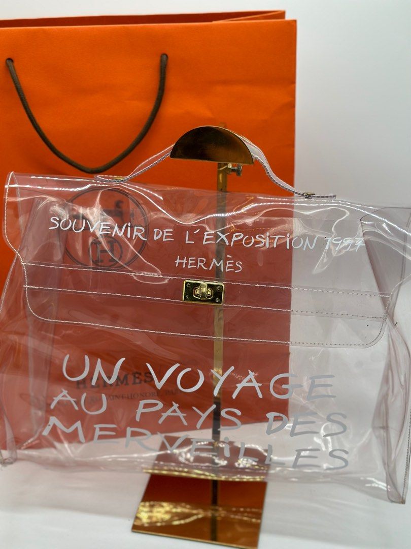 Hermès Souvenir De L'exposition 1998 Kelly Clear Shopping Orange
