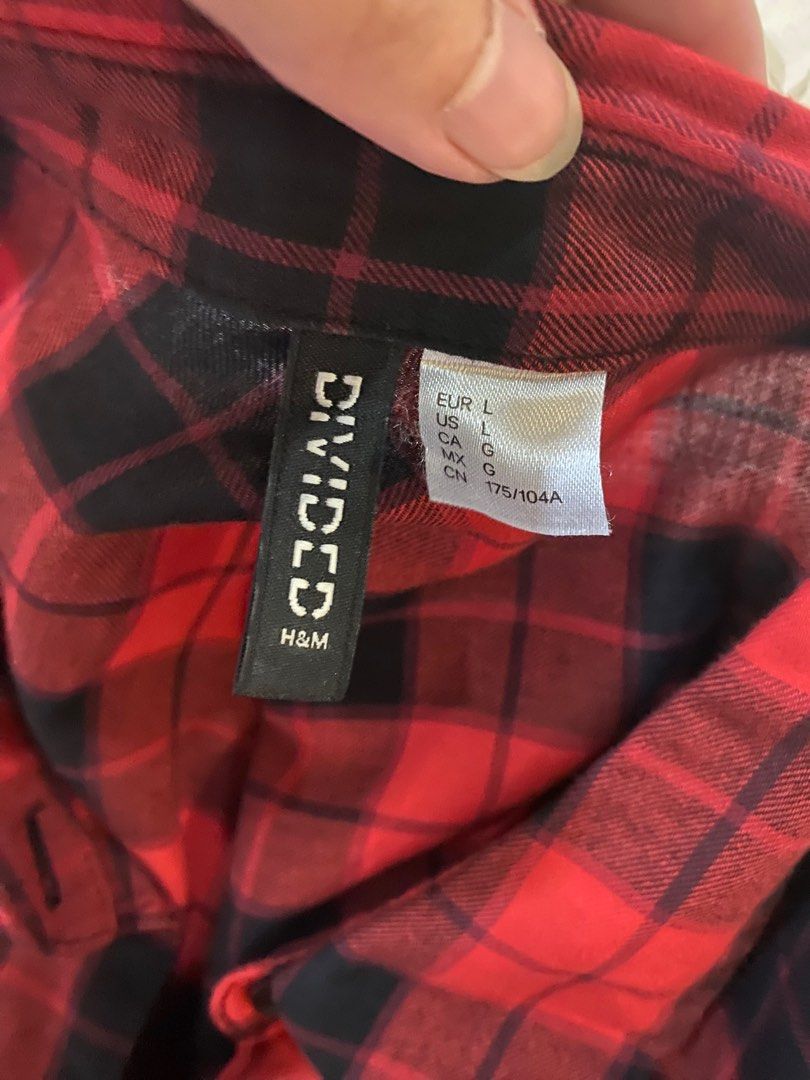 H&m red checked sale shirt