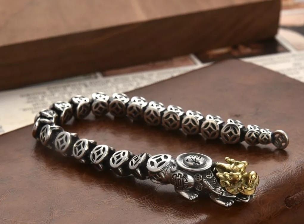 Gold pixiu discount wealth mantra bracelet