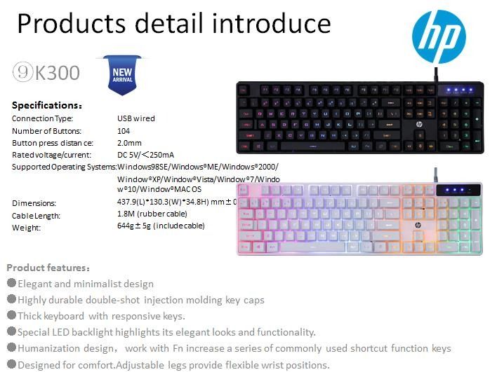 HP Gaming Keyboard with RGB - Wired USB (K300), Computers & Tech, Parts ...