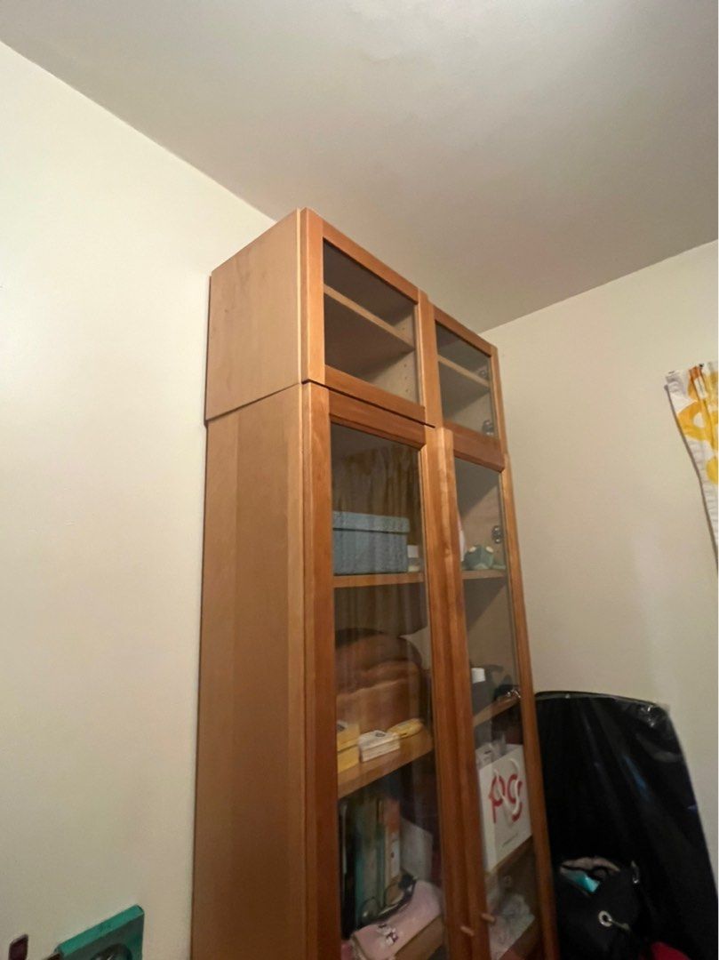 Ikea Billy Shelf extension with glass doors, Furniture & Home Living