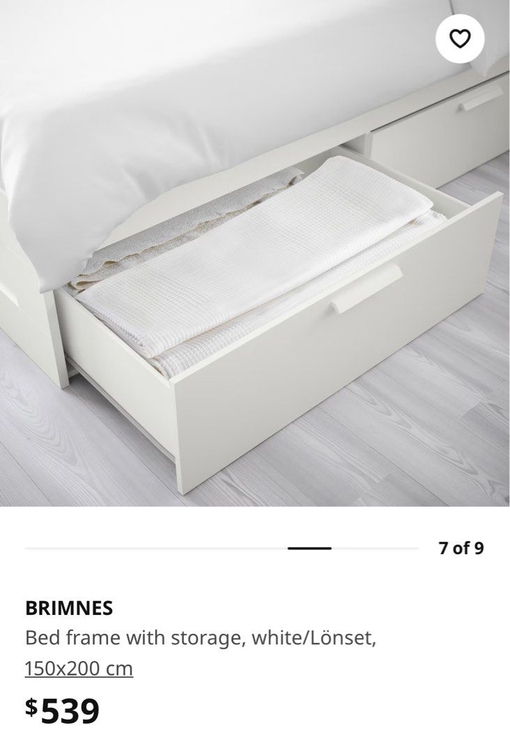 IKEA Brimnes queen bed frame and headboard, Furniture & Home Living