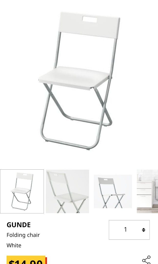 Ikea foldable chair, Furniture & Home Living, Furniture, Chairs on