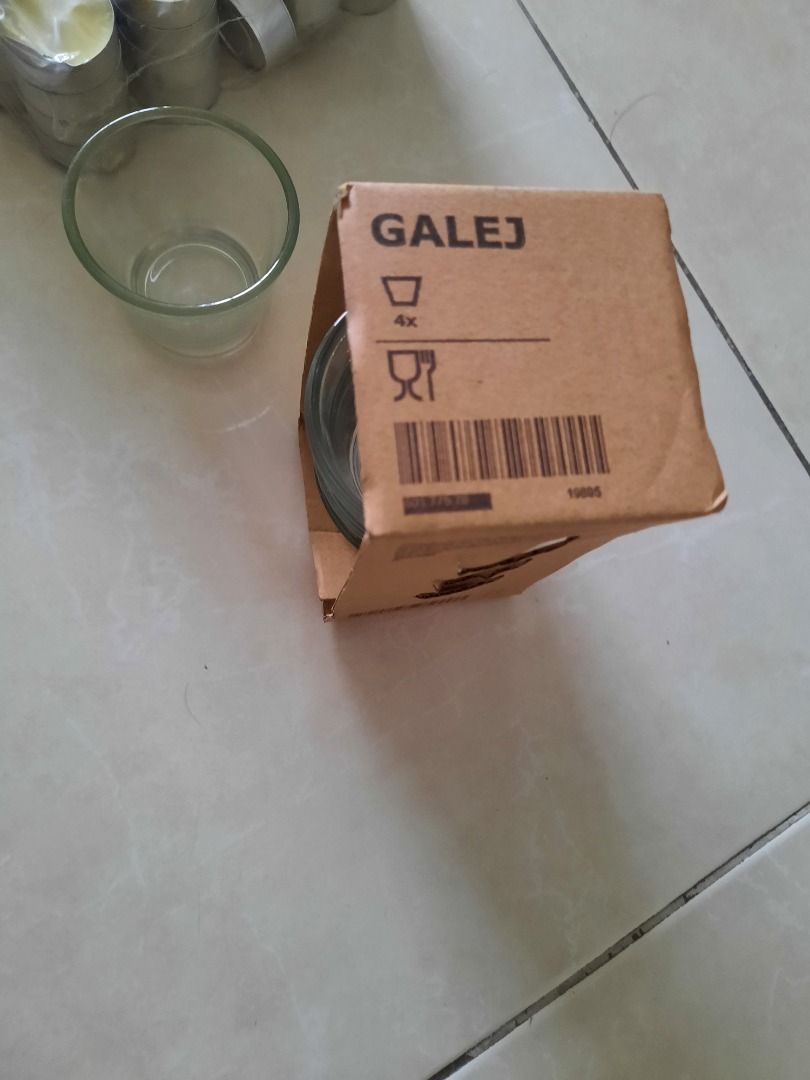 IKEA GALEJ candle glass holder and GLUMMA candles, Furniture & Home