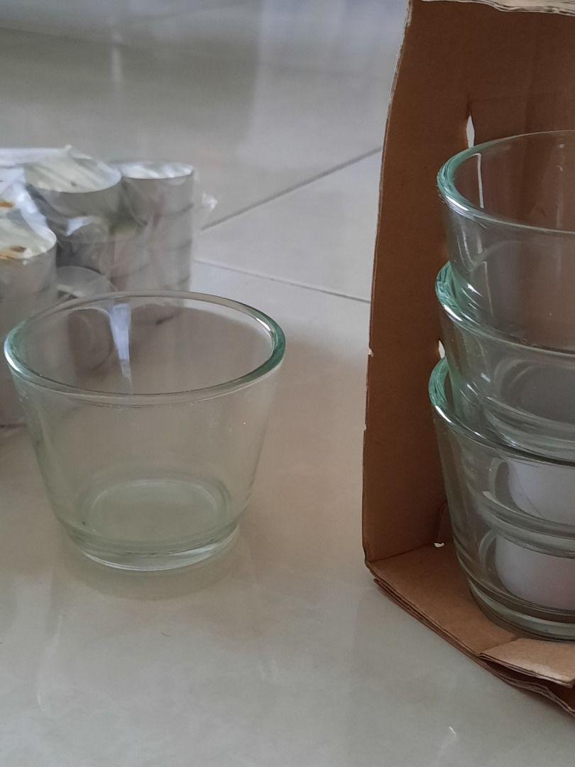 IKEA GALEJ candle glass holder and GLUMMA candles, Furniture & Home