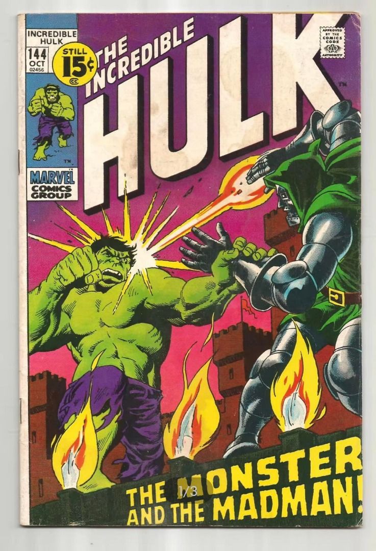Incredible Hul k 144 by Marve l Comic Book Printed 1971 Original Comic ...