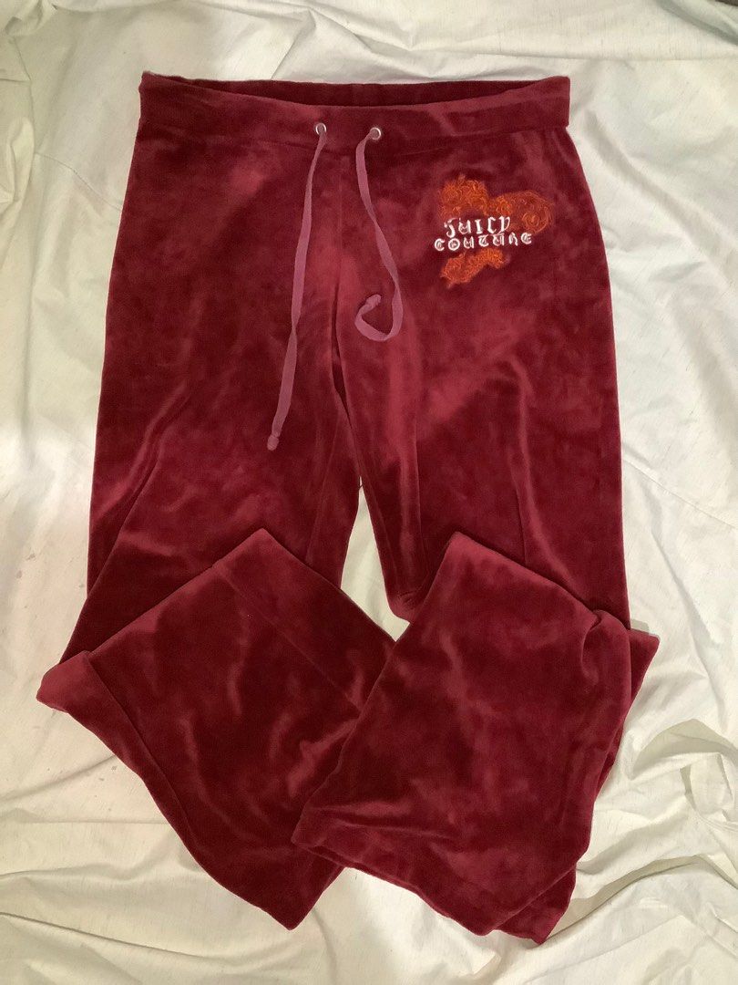 Juicy couture dark red track pants, Women's Fashion, Bottoms, Other ...