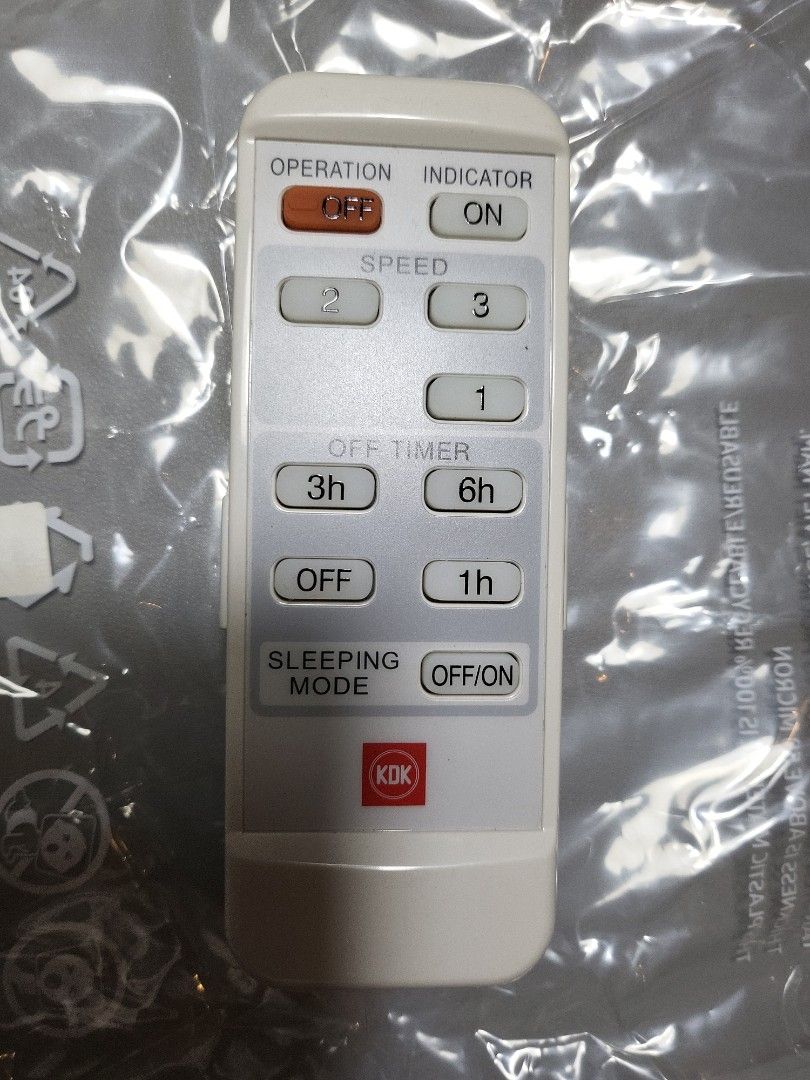 KDK CEILING FAN MODEL NO. A11YS REMOTE CONTROL UNIT, Furniture & Home