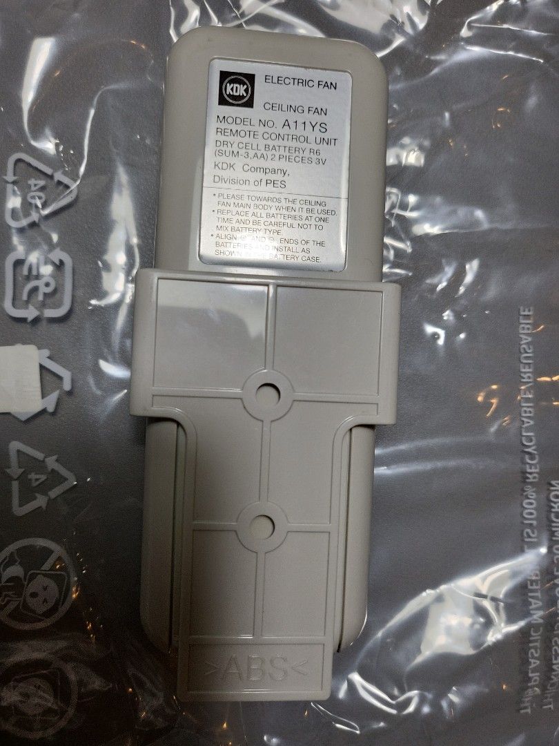 KDK CEILING FAN MODEL NO. A11YS REMOTE CONTROL UNIT, Furniture & Home