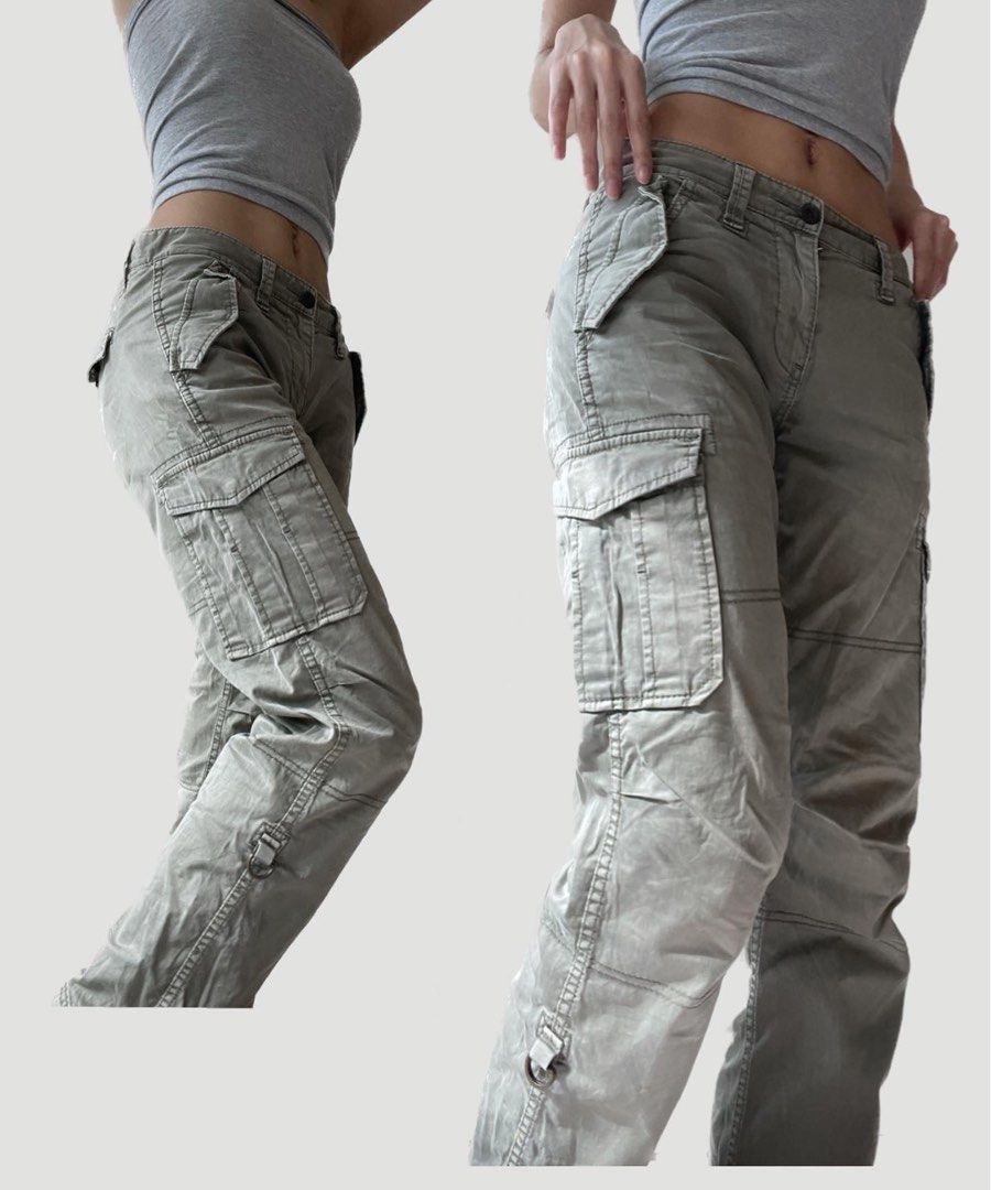 Light green cargo pants, Women's Fashion, Bottoms, Jeans & Leggings on