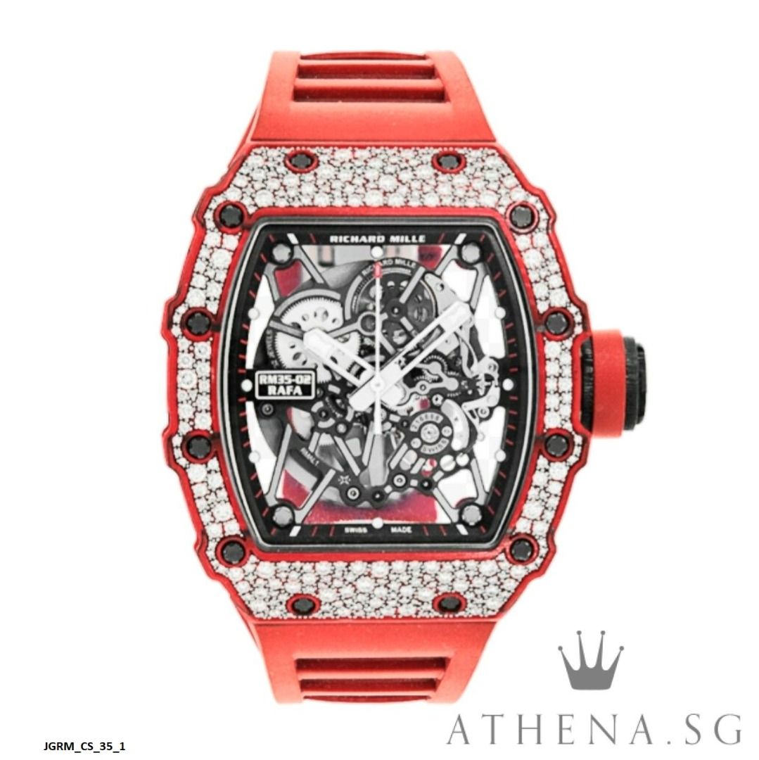 LIKE NEW RICHARD MILLE RM 35 02 QTPT RAFA DIAMONDS WITH BOX CERT DATED 2019 STILL UNDER AGENT WARRANTY RM35 02 JGRM CS 35