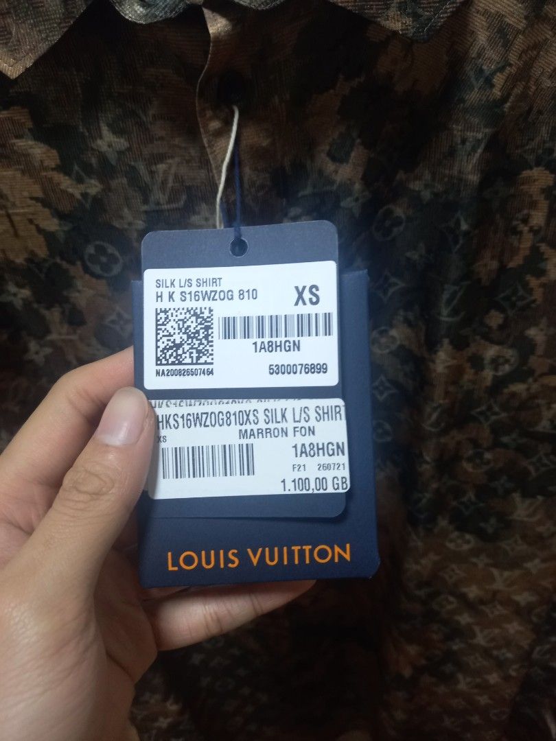 LV Monogram Bandana Hook Detail Long-sleeved Shirt, Blue, Xs