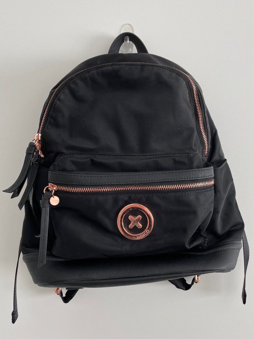 Mimco Black Backpack with Rose Gold Features Women s Fashion