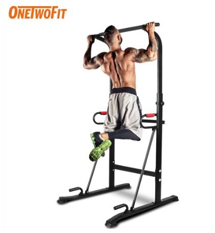OneTwoFit Adjustable Pull Up Station Home Gym Power Tower OT130