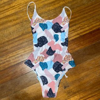 Pastel Printed One Piece Bikini Swimsuit with Tie Back
