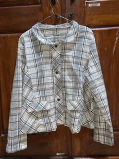 Outer Blazer Korean Plaid