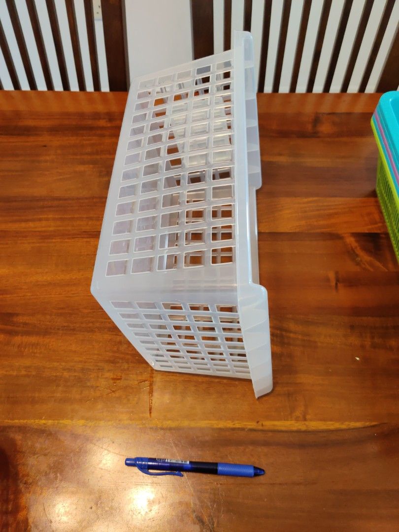 Plastic baskets 5 large, 2 standing file organizer, 3 individual ...